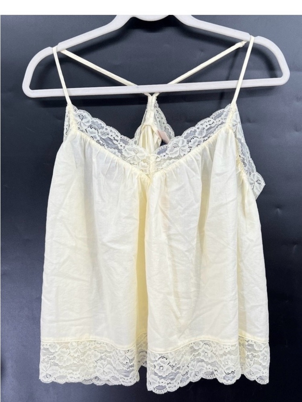 Lace-Trim Butter Yellow Camisole Tank Top